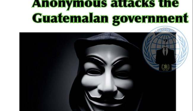 Anonymus se adjudica ataques informáticos a gobierno guatemalteco en apoyo a protestas