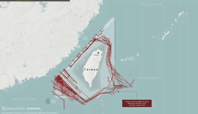 Incursiones de aviones chinos a Taiwán subieron 42% en septiembre