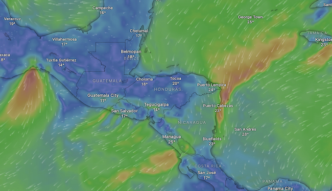 Vientos y bajas temperaturas se pronostican para fin de año en Centroamérica
