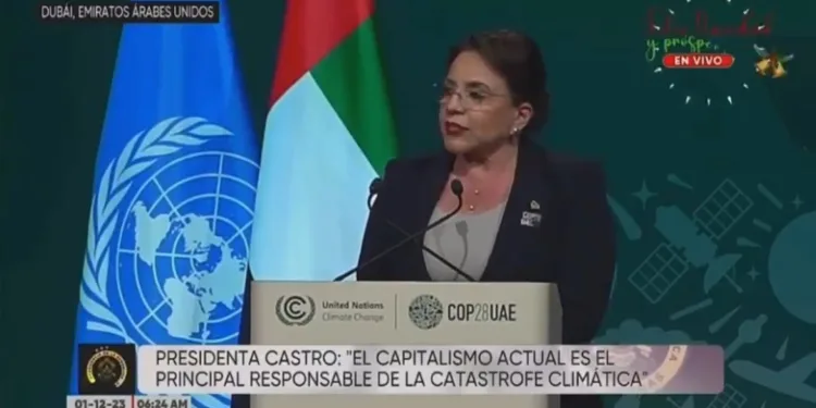 Presidenta de Honduras culpa al “capitalismo voraz” de todos los males durante conferencia en Dubái