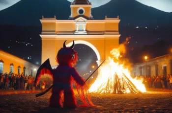 Guatemaltecos queman un diablo representado por la cuestionada fiscal Consuelo Porras