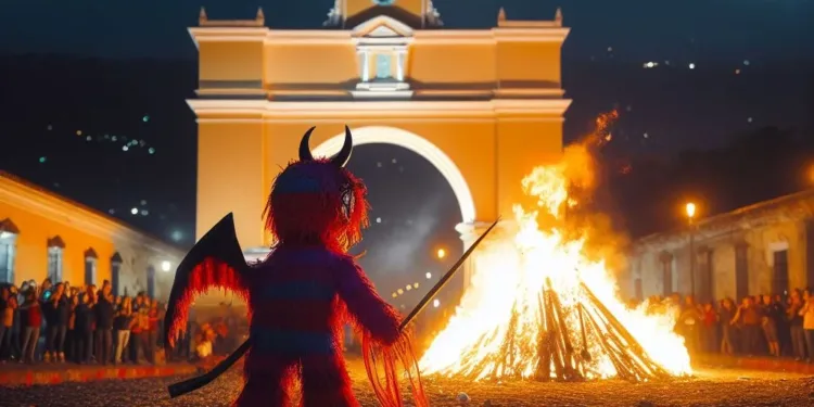 Guatemaltecos queman un diablo representado por la cuestionada fiscal Consuelo Porras