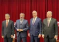 La delegación del Congreso del Caucus de Taiwán celebró una conferencia de prensa en el Ministerio de Asuntos Exteriores junto al representante de Taiwán en Washington, Alexander Yui.