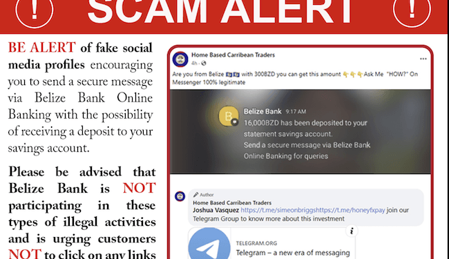 Banco de Belice advierte de estafas usando el nombre del banco