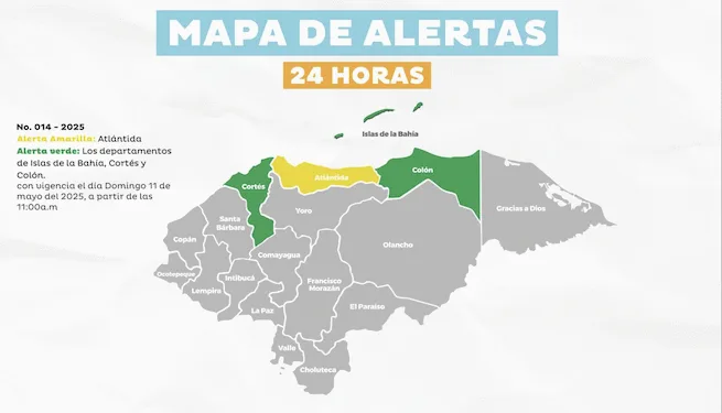 Alerta Amarilla en caribe hondureño por lluvias e inundaciones urbanas