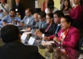 Blanca Alfaro, presidenta interina del TSE, en una comparecencia en el Congreso de Guatemala.