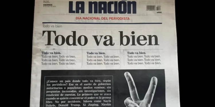 La Nación de Costa Rica dedica su portada a denunciar los ataques de presidente Rodrigo Chaves contra la libertad de prensa