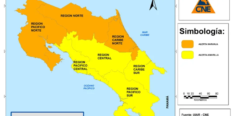 Costa Rica declara alerta naranja por fuertes lluvias en cuatro regiones