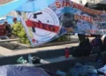 Campamento montado en el centro de la Ciudad de Guatemala por maestros en huelga (imagen tomada de redes sociales).