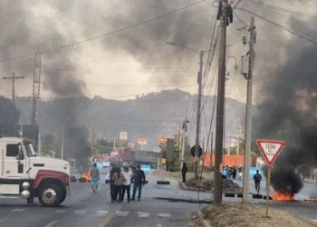 Una imagen de los bloqueos de carreteras en la zona norte de Honduras.