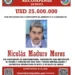 EEUU eleva a $50 millones la recompensa por la captura de Nicolás Maduro