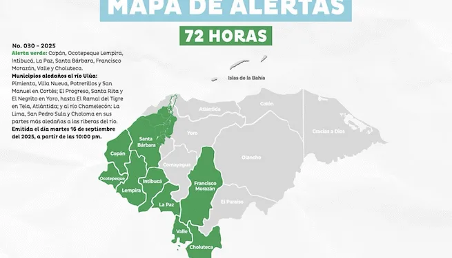 Honduras emite alerta verde por intensas lluvias en nueve departamentos