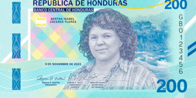 Honduras lanza nuevo billete con el rostro de la asesinada ambientalista Bertha Cáceres