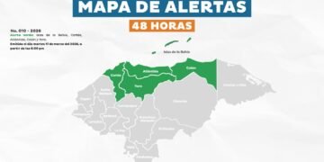 Honduras declara alerta verde en cinco departamentos de por frente frío, lluvias y oleaje en el Caribe