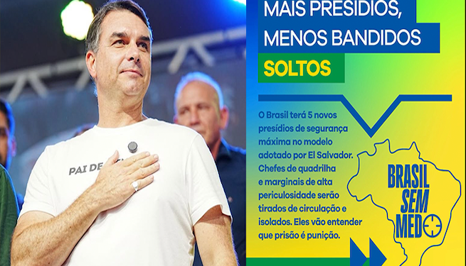 El candidato presidencial derechista brasileño Flávio Bolsonaro propone replicar modelo Bukele