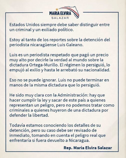 comunicado Elvira Salazar