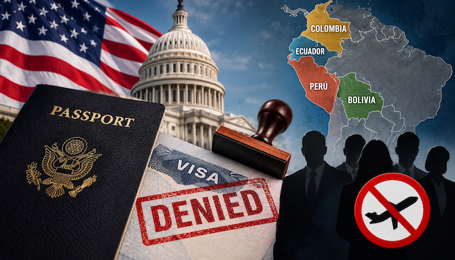 EEUU restringe visas a ciudadanos de Bolivia, Ecuador, Perú y Colombia por socavar gobiernos con corrupción y narcotráfico